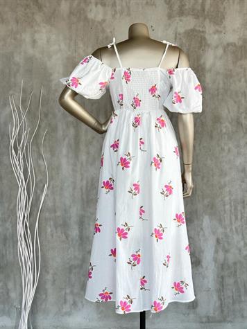 Balon Kol  Krinkıl Elbise (PEMBE)