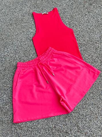 Basic Belden Lastikli Şort (Fuşya)