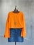 Basic Manşet Kollu Yırtmaç Detaylı Sweat (Oranj)
