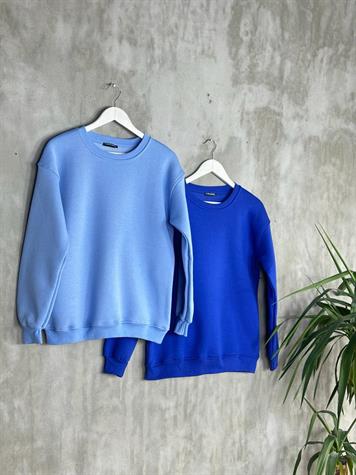 Basic Model Şardonlu Sweat (Bebe Mavisi)