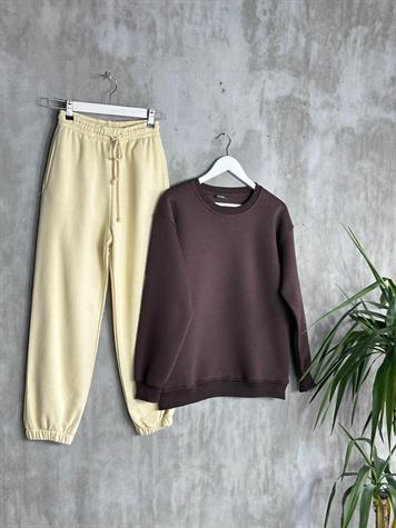 Basic Model Şardonlu Sweat (Kahve)