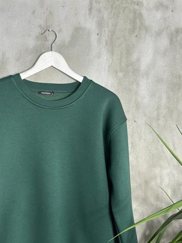 Basic Model Şardonlu Sweat (Zümrüt Yeşili)