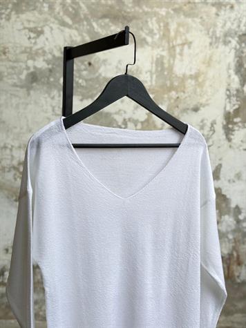 Basic Model V Yaka Merserize Kazak (Beyaz)