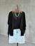 Basic Oversize Merserize Yan Yırtmaç Triko (Siyah)
