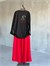 Basic Oversize Ön Arka Nakışlı Kiraz Sweat (Siyah)