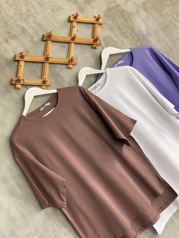 Basic Tunik Tişört (Beyaz/Kahve/Mor)