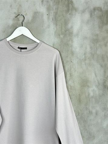 Basic Uzun Kollu İnce Sweat Kadın Tunik (Gri)