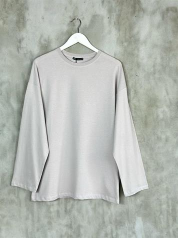 Basic Uzun Kollu İnce Sweat Kadın Tunik (Gri)