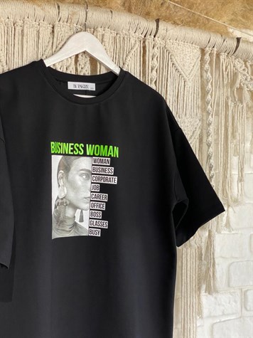 Baskı Detaylı Sweat Tshirt (Siyah)
