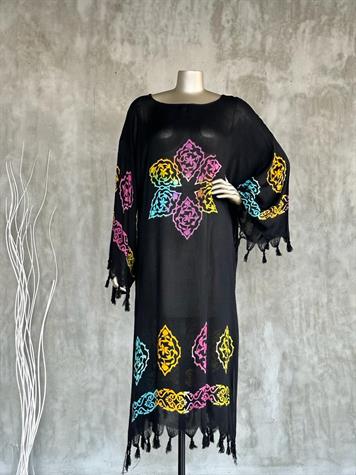 Tatillik Batik Otantik Elbise (SİYAH)