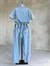 Bel Büzgülü Denim Tulum (Mavi)