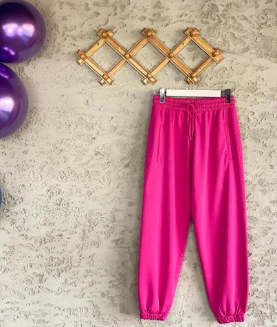 Bel Ve Paça Lastikli Jogger Eşofman (Fuşya)
