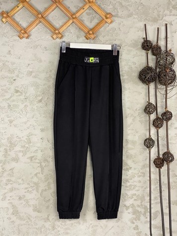 Bel Ve Paça Lastikli Jogger Pantolon (Siyah)