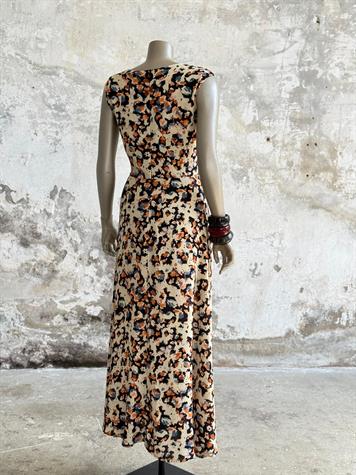 Belden Bağlama Detaylı Çiçekli Maxi Boy Elbise (Sarı)