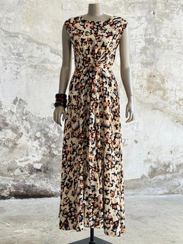 Belden Bağlama Detaylı Çiçekli Maxi Boy Elbise (Sarı)