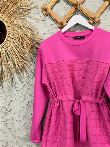 Belden Büzgülü Sweat (Pembe)