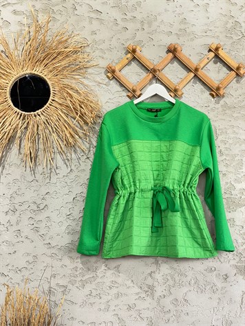 Belden Büzgülü Sweat (Yeşil)
