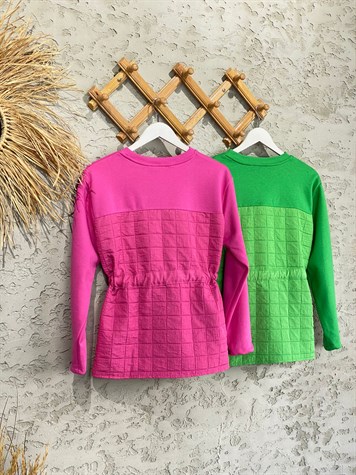 Belden Büzgülü Sweat (Yeşil)