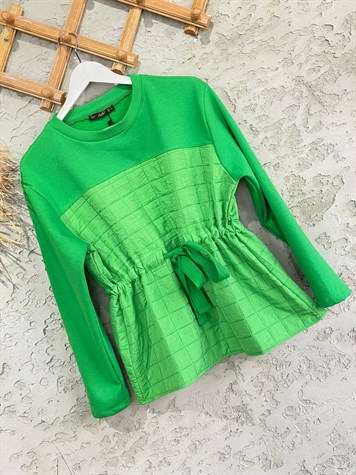Belden Büzgülü Sweat (Yeşil)