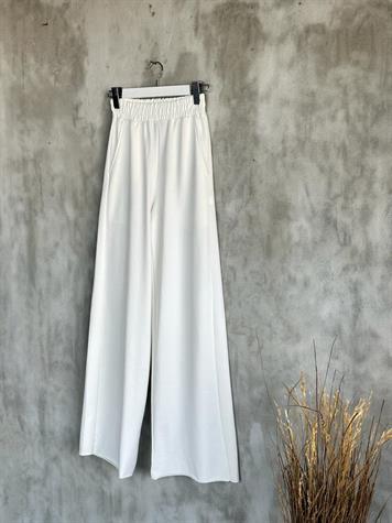 Belden Lastikli Bol Paça Eşofman Pantolon (Beyaz)