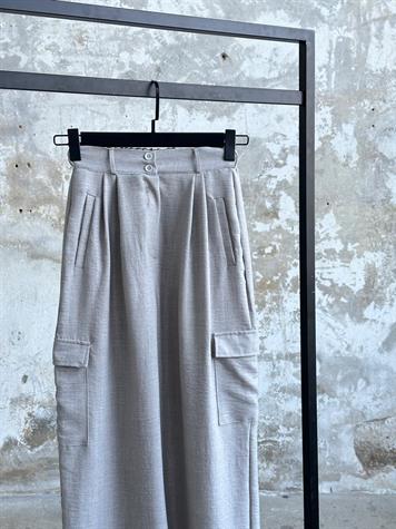Belden Lastikli Kargo Cep Detaylı Pantolon (Taş)