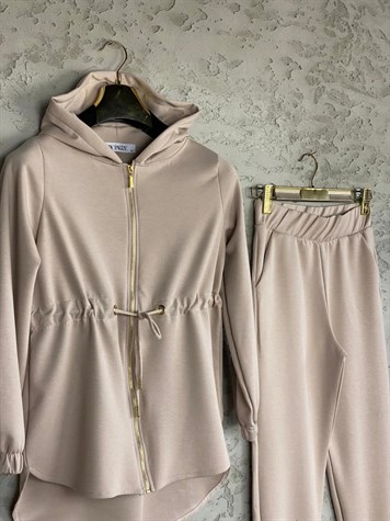 Belden Sıkmalı Eşofman Takımı (Camel)