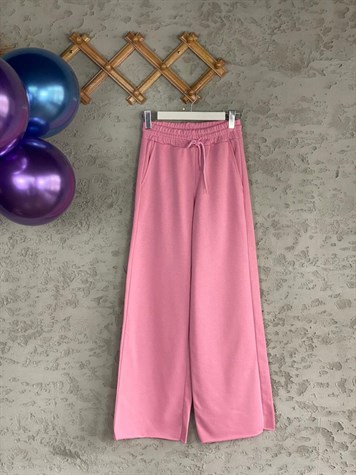 Beli Lastikli Bol Paça Pantolon (Toz Pembe)