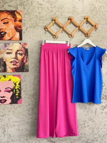 Beli Lastikli Bol Salaş Pantolon (Pembe)