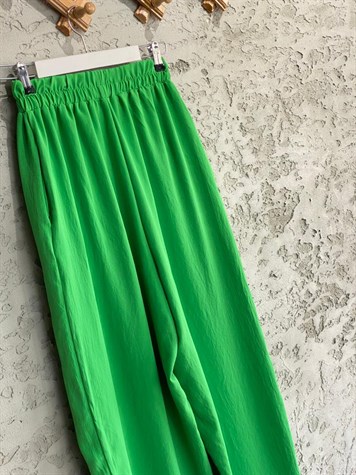 Beli Lastikli Bol Salaş Pantolon (Yeşil)