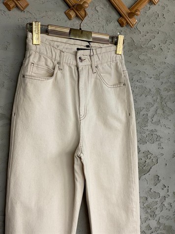 Beli Lastikli Mom Jean Pantolon (Ekru)