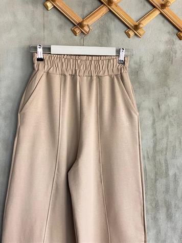 Beli Lastikli Önden Çımalı Şalvar Pantolon (Camel)