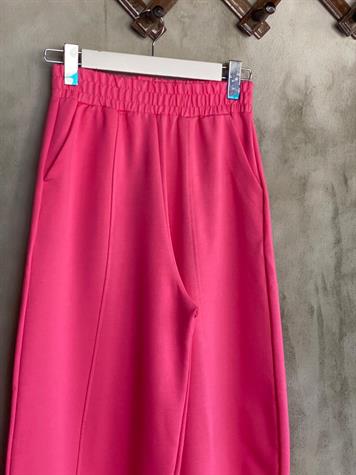 Beli Lastikli Önden Çımalı Şalvar Pantolon (Pembe)