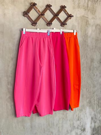 Beli Lastikli Önden Çımalı Şalvar Pantolon (Oranj)