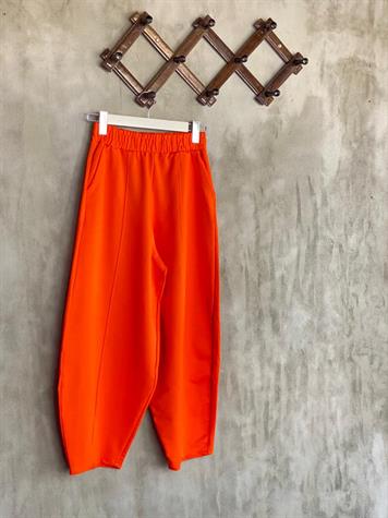 Beli Lastikli Önden Çımalı Şalvar Pantolon (Oranj)