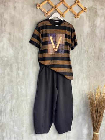 Beli Lastikli Önden Çımalı Şalvar Pantolon (Siyah)