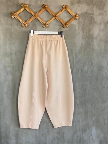 Beli Lastikli Önden Çımalı Şalvar Pantolon (Bej)