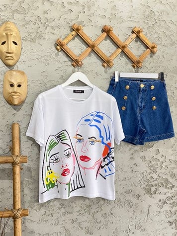 Bisiklet Yaka Basic T-shirt (Beyaz)