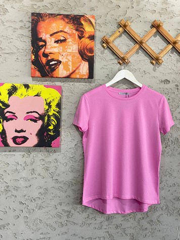 BİSİKLET YAKA BASIC TSHİRT (ORANJ/FUŞYA/PEMBE)
