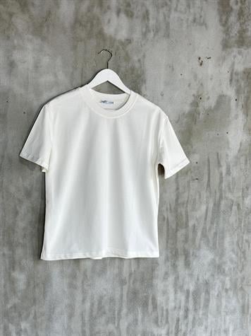 Bisiklet Yaka Oversize Tişört (Ekru)