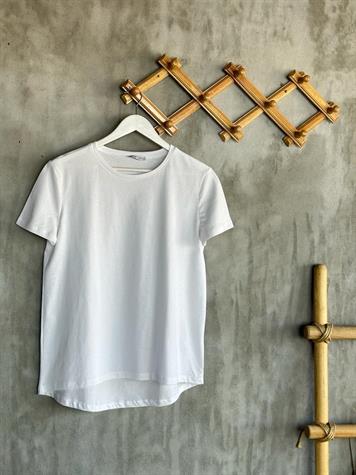 Bisiklet Yaka Oversize Tişört (Siyah/Beyaz)