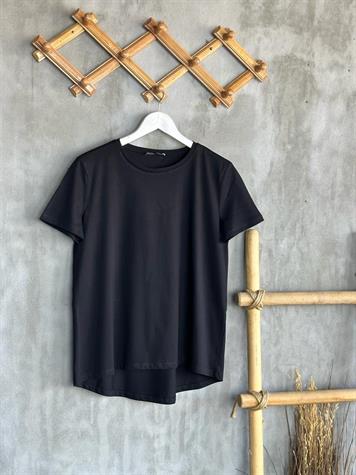 Bisiklet Yaka Oversize Tişört (Siyah/Beyaz)