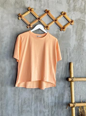 Bisiklet Yaka Oversize Tişört (Somon)