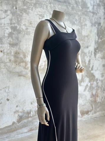 Biyeli Yırtmaçlı Ottoban Elbise (Siyah)