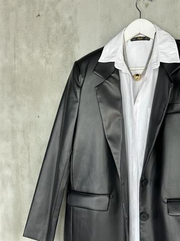 Blazer Deri Ceket (Siyah)