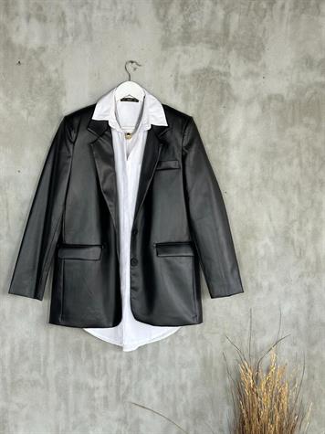 Blazer Deri Ceket (Siyah)