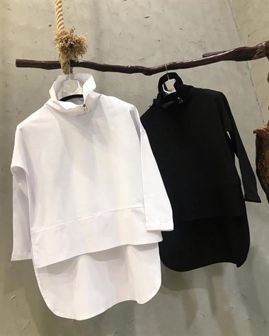 Boğaz Detaylı Penye Sweat (SİYAH&BEYAZ)
