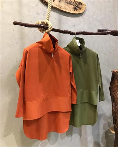Boğaz Detaylı Penye Sweat (YEŞİL&KİREMİT&BORDO)