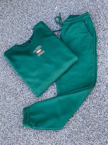 BİSİKLET YAKA SWEATSHİRT JOGGER PANTOLON TAKIM (YEŞİL)