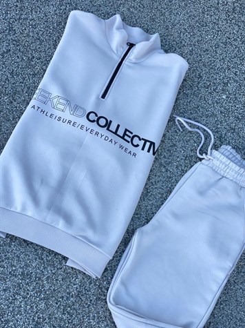 BOĞAZ FERMUARLI SWEATSHİRT JOGGER PANTOLON TAKIM (GRİ)