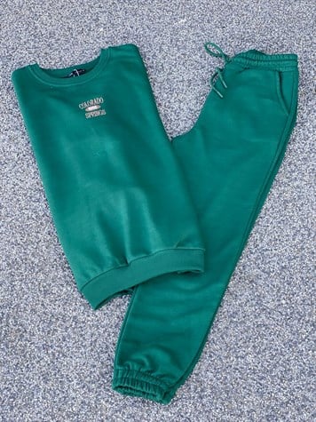BİSİKLET YAKA SWEATSHİRT JOGGER PANTOLON TAKIM (YEŞİL)